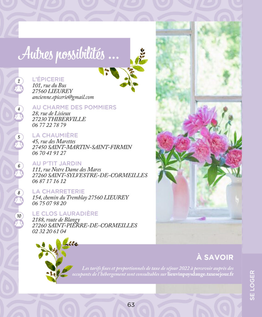 Liste des autres chambres d'hôtes et chez l'habitant